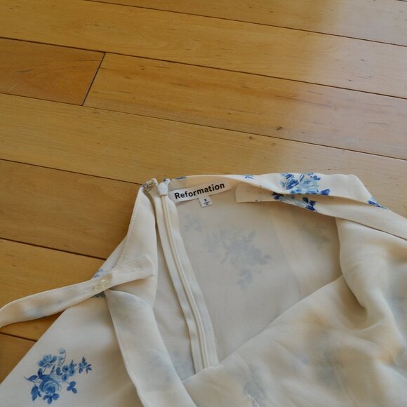 Reformation Valencio Dress Ivory Size 8 - Picture 8 of 15